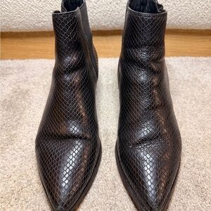 Marc Fisher Dark Snakeskin Ankle Booties